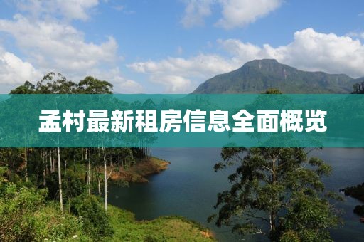 孟村最新租房信息全面概覽