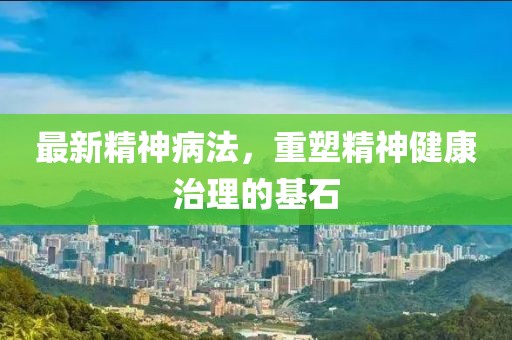最新精神病法，重塑精神健康治理的基石