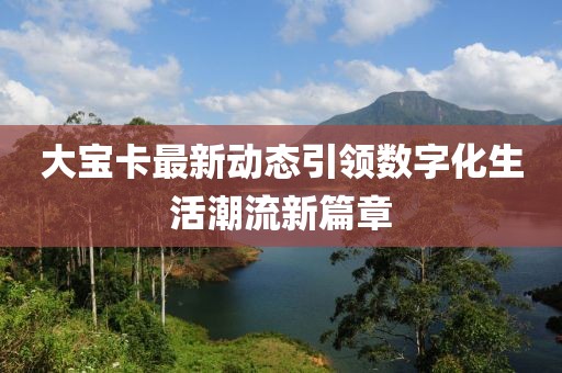 大寶卡最新動態(tài)引領(lǐng)數(shù)字化生活潮流新篇章