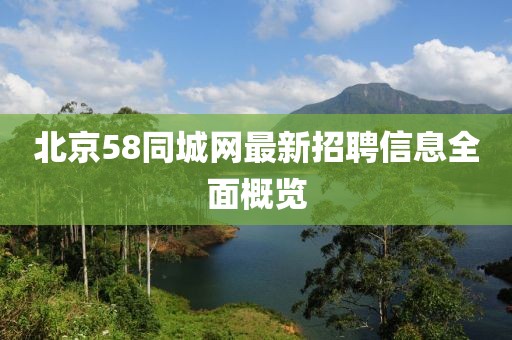 北京58同城網(wǎng)最新招聘信息全面概覽