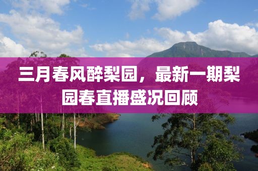 三月春風(fēng)醉梨園，最新一期梨園春直播盛況回顧