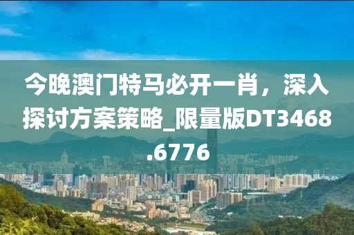 今晚澳門特馬必開一肖，深入探討方案策略_限量版DT3468.6776
