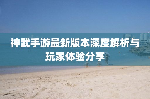 神武手游最新版本深度解析與玩家體驗(yàn)分享